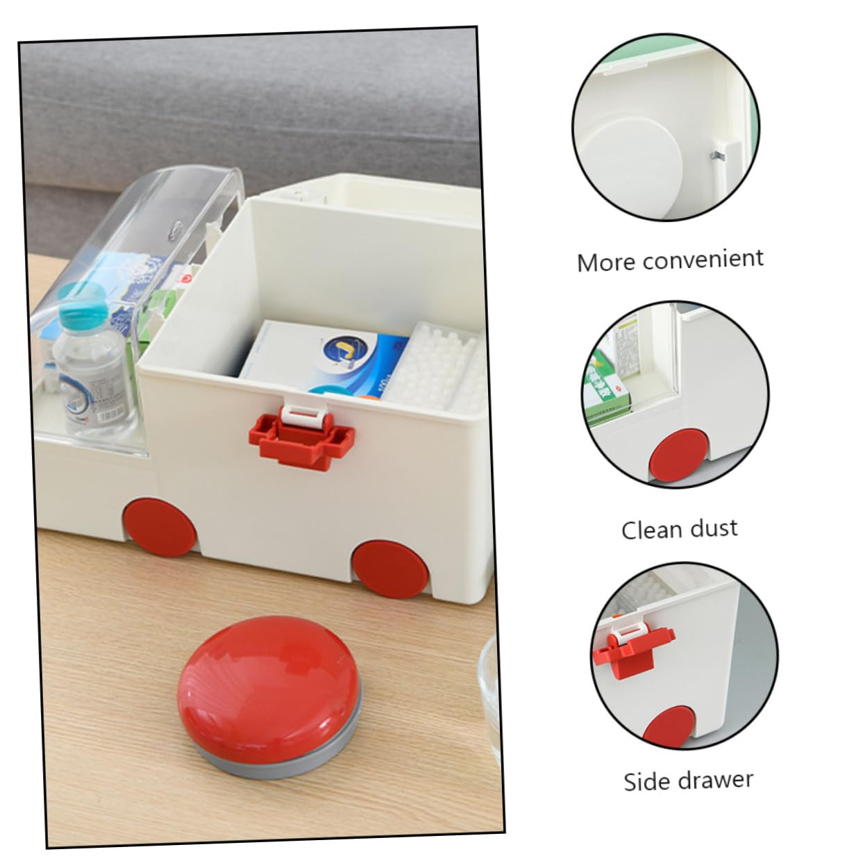 Anneome Caja Médica Hogar Grande Gris De Plástico Asa Portátil, Organizador Resistente Para Botiquín De Primeros Auxilios, Almacenamiento Seguro Para Emergencia En Casa, Oficina y Viajes