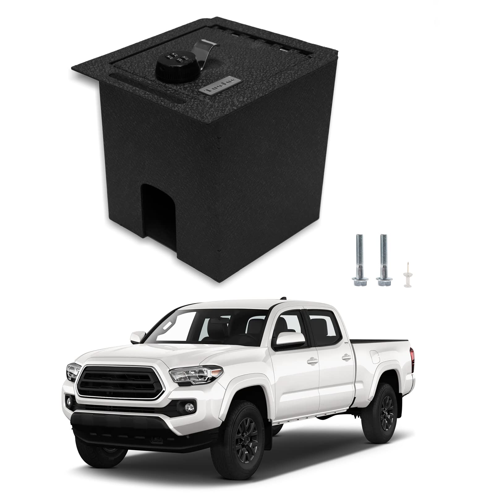 TUOJUE Center Console Safe Gun Safe Box Compatible with 2016-2022 Toyota Tacoma, with 4-Digit Combo Lock, Center Console Organizer