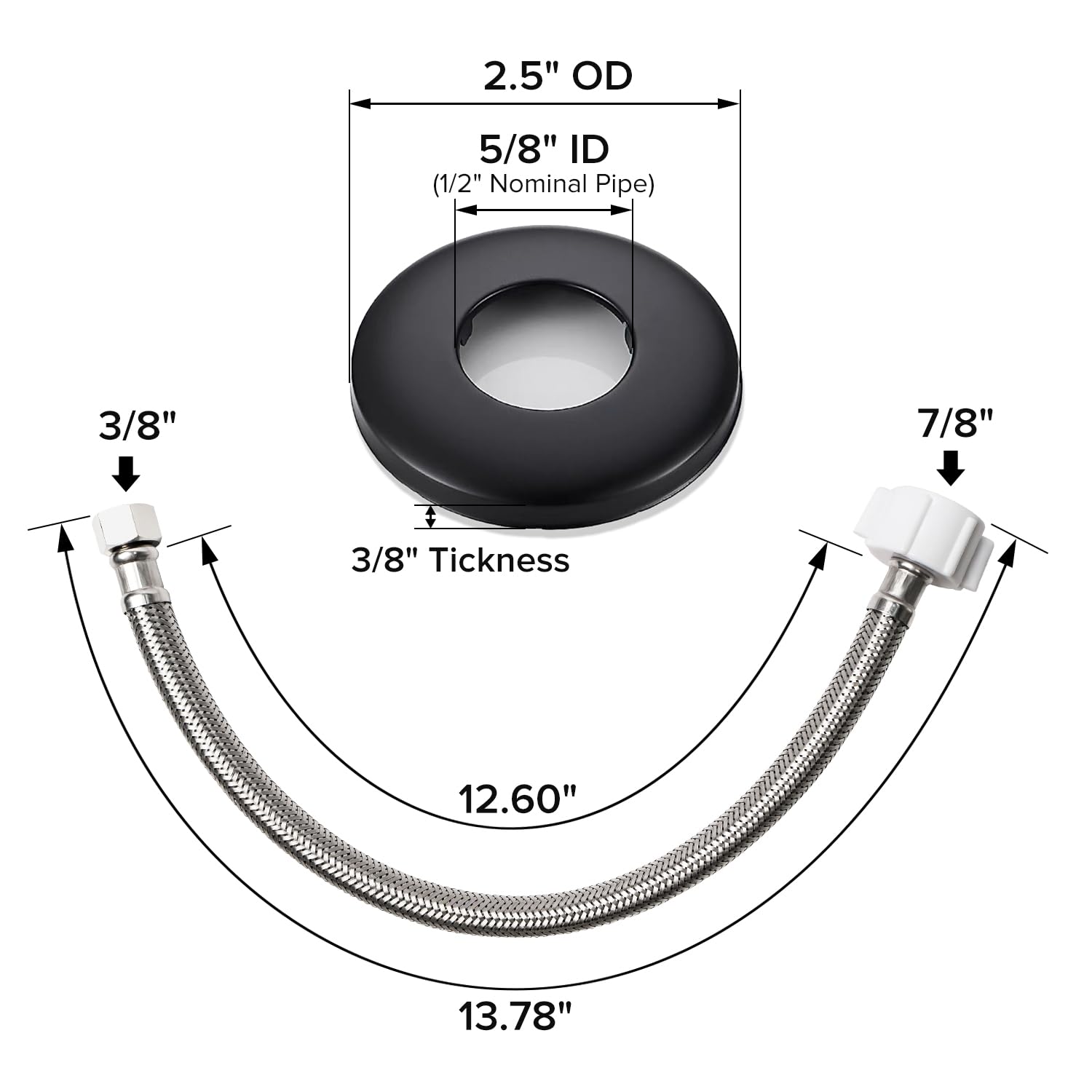 2 Pack Complete Toilet Valve Set, Includes 1/2'' Nom Inlet X - View #8