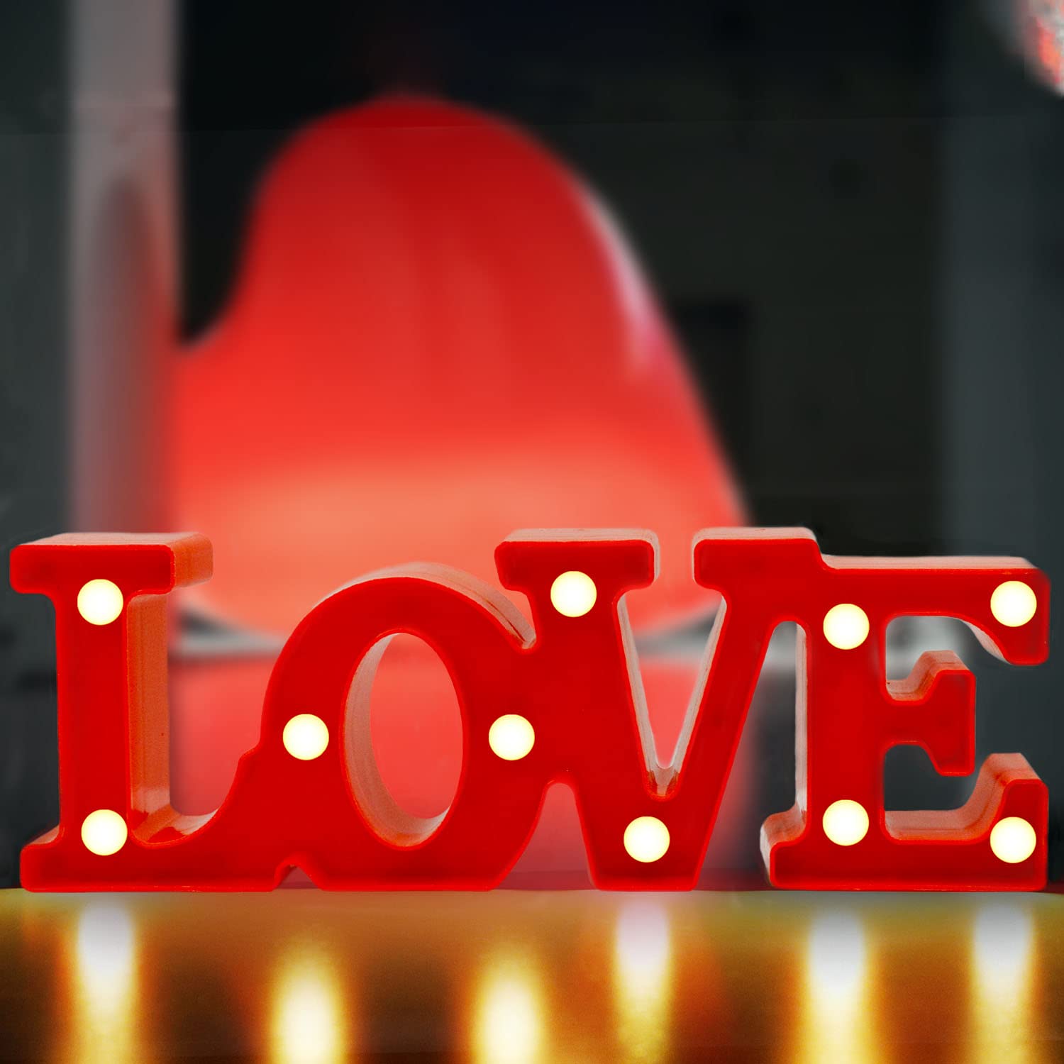 LED Love Sign with Lights for Mothers Day Decorations, Red Love Marquee Light Up Signs Wedding Decorative Lights, Gifts for Mom Women, Romantic Centerpiece Night Light for Girls Birthday Party Decor