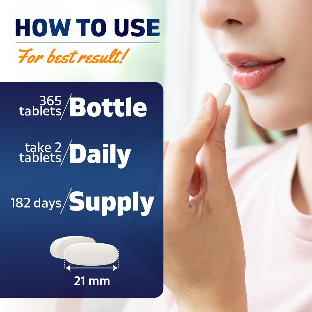 Vitamatic Calcium Supplement 1200mg with D3, K2 & B12, Immune & Bone Health Support - 365 Coated Tablets- 2 Pack