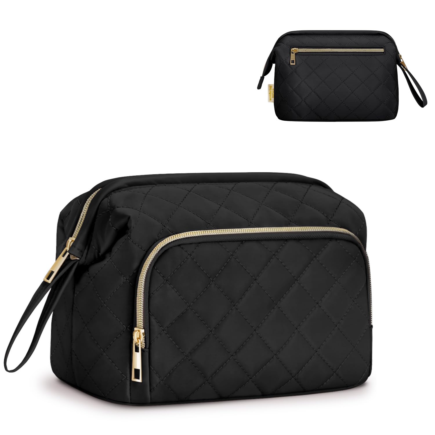 Wandering Nature Makeup Bag, Travel Make Up Case, Makeup Organizer Bag with Handle, Back Pocket, Patent Pending