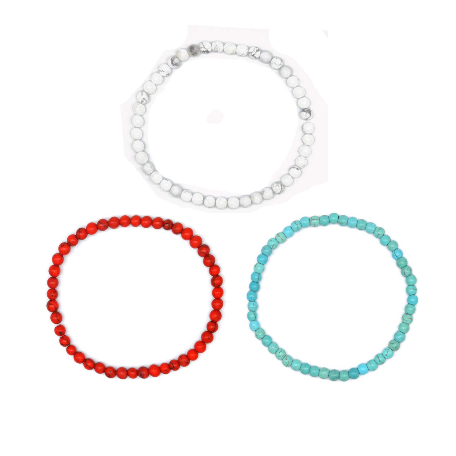 KIKILA 4mm Mini Gemstone Energy Bracelets Crushed Stone Beaded Bracelet Natural Stone Charm Beaded Small Couples Bracelets for Women