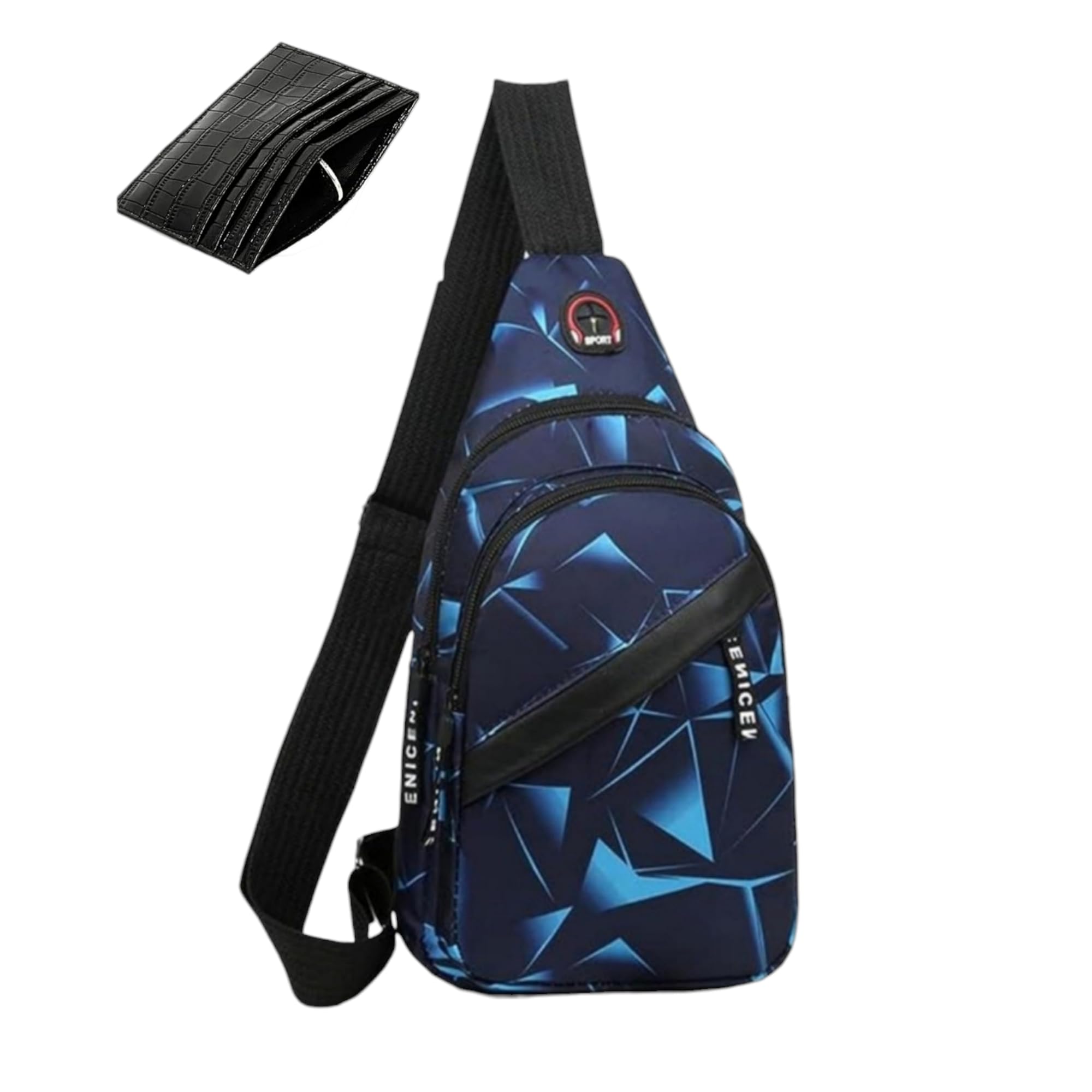 Mochila Bandolera Cruzada para Hombre y Mujer, Bolso de Pecho y Hombro, Azul
