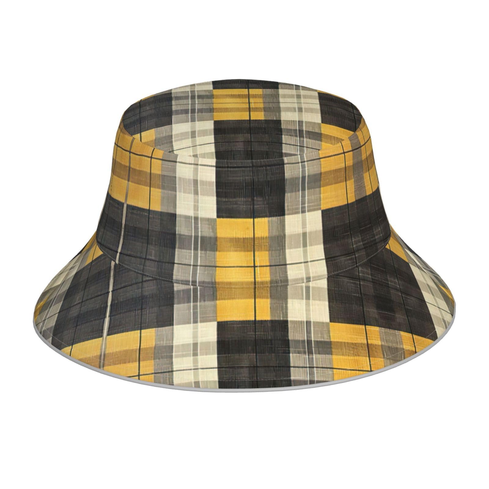 OdDdot Sombrero de pescador con estampado rojo y negro a cuadros, sombrero de playa y verano, sombrero de pescador, sombrero reflectante para mujeres y hombres
