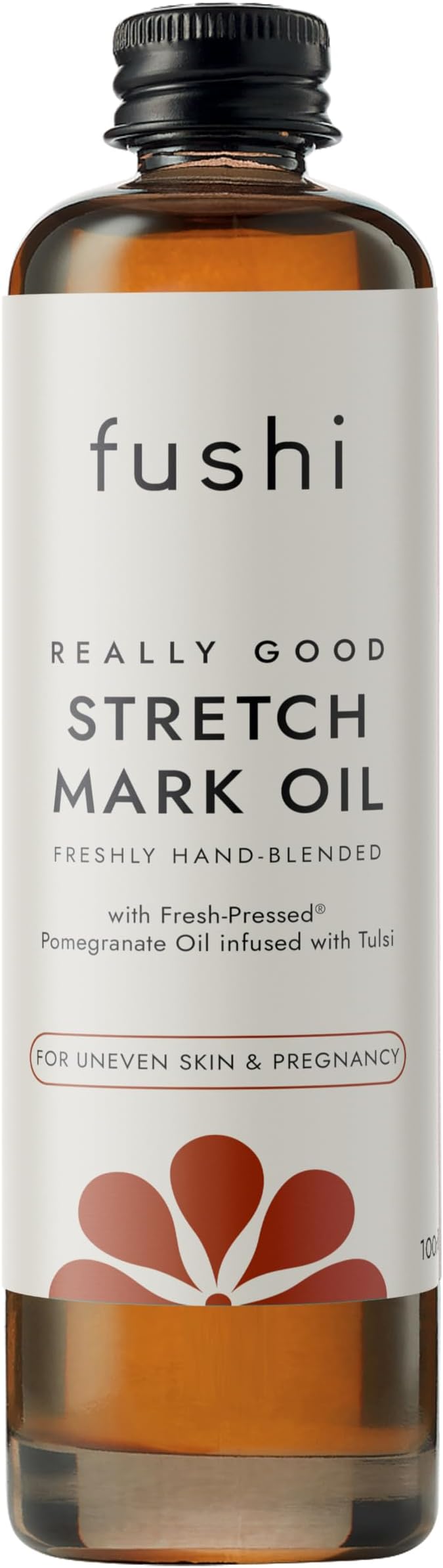 Fushi Stretch Mark Oil 100ml 100% Natural Body Oil for Prevention & Repair of Stretch Marks & Scars Pomegranate + Avocado Oil | Unfragranced Natural Formulation