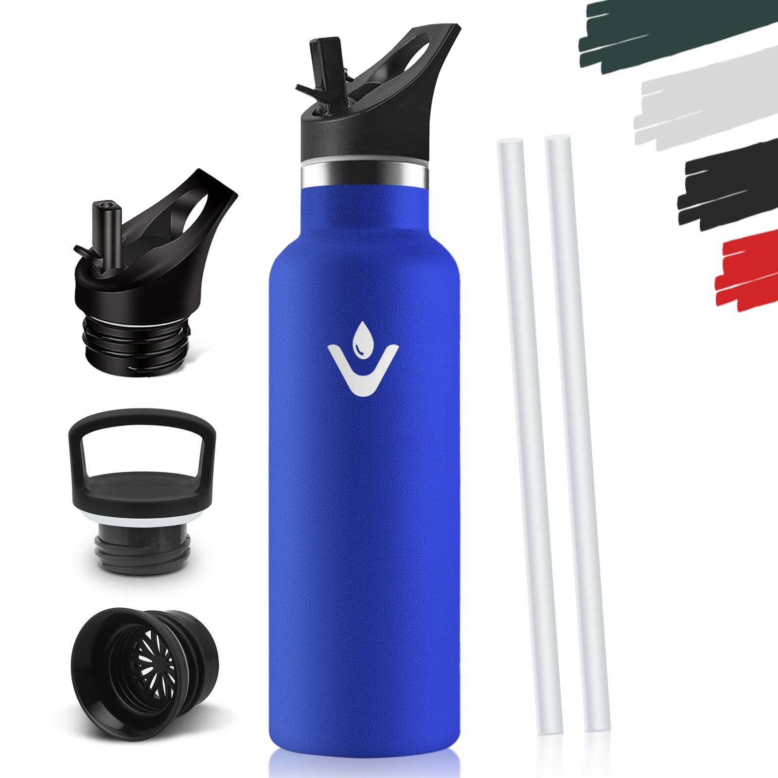 Honeyholly Royal Blue - 750Ml Drinking Bottle 750 Ml, Bpa-Free, Stainless Steel, Leak-Proof Insulated Flask, Double-Walled, Water Bottle With Straw, 18/8 Stainless Steel, Thermal Flask Suitable For Carbonated Drinks, Royal Blue