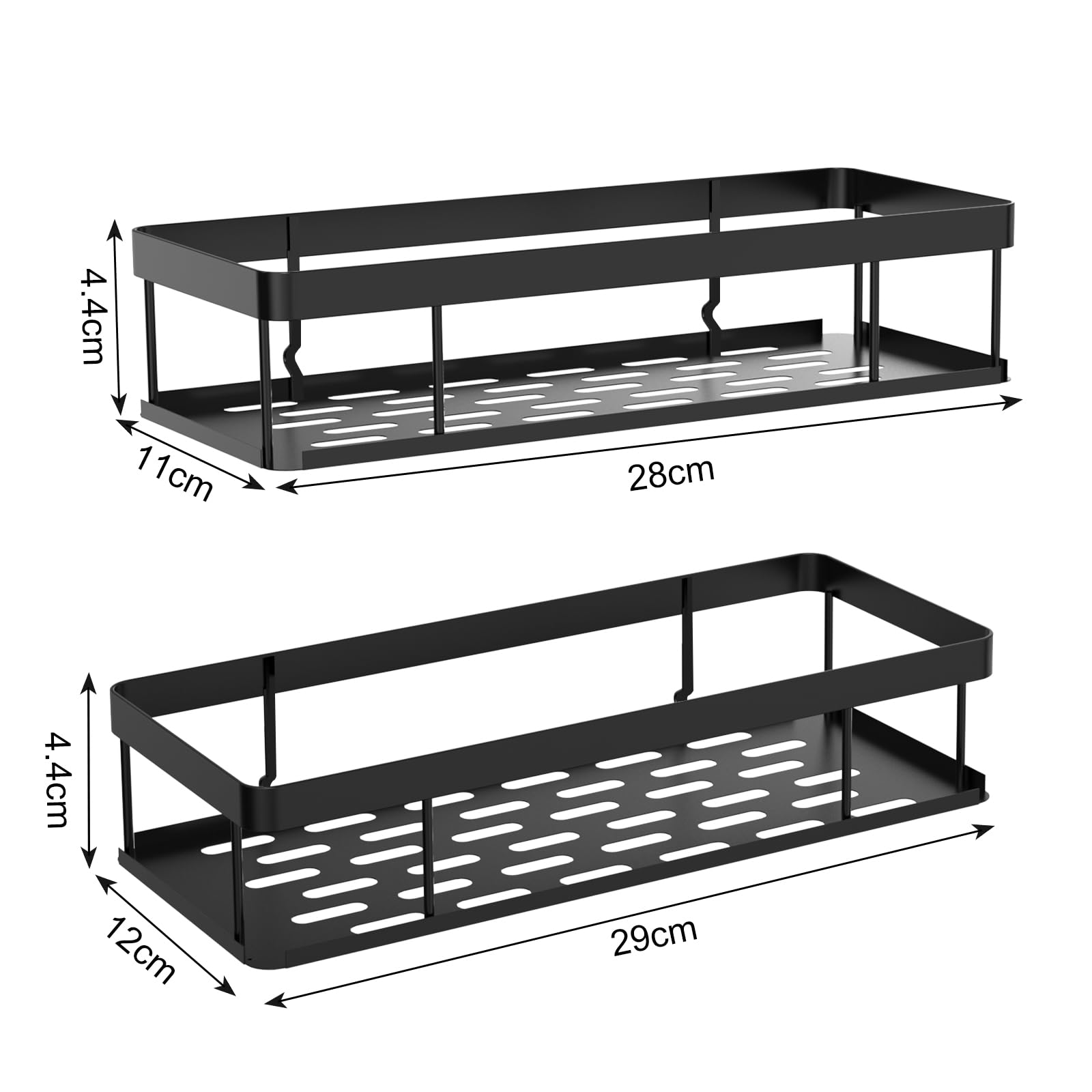 UUlioyer Estanteria Baño, Resistente al Agua y al Oxido, 2 Piezas Estanteria Ducha sin Taladro, Organizador Ducha para Champú y Gel de Baño, Negro (versión básica) — view 2