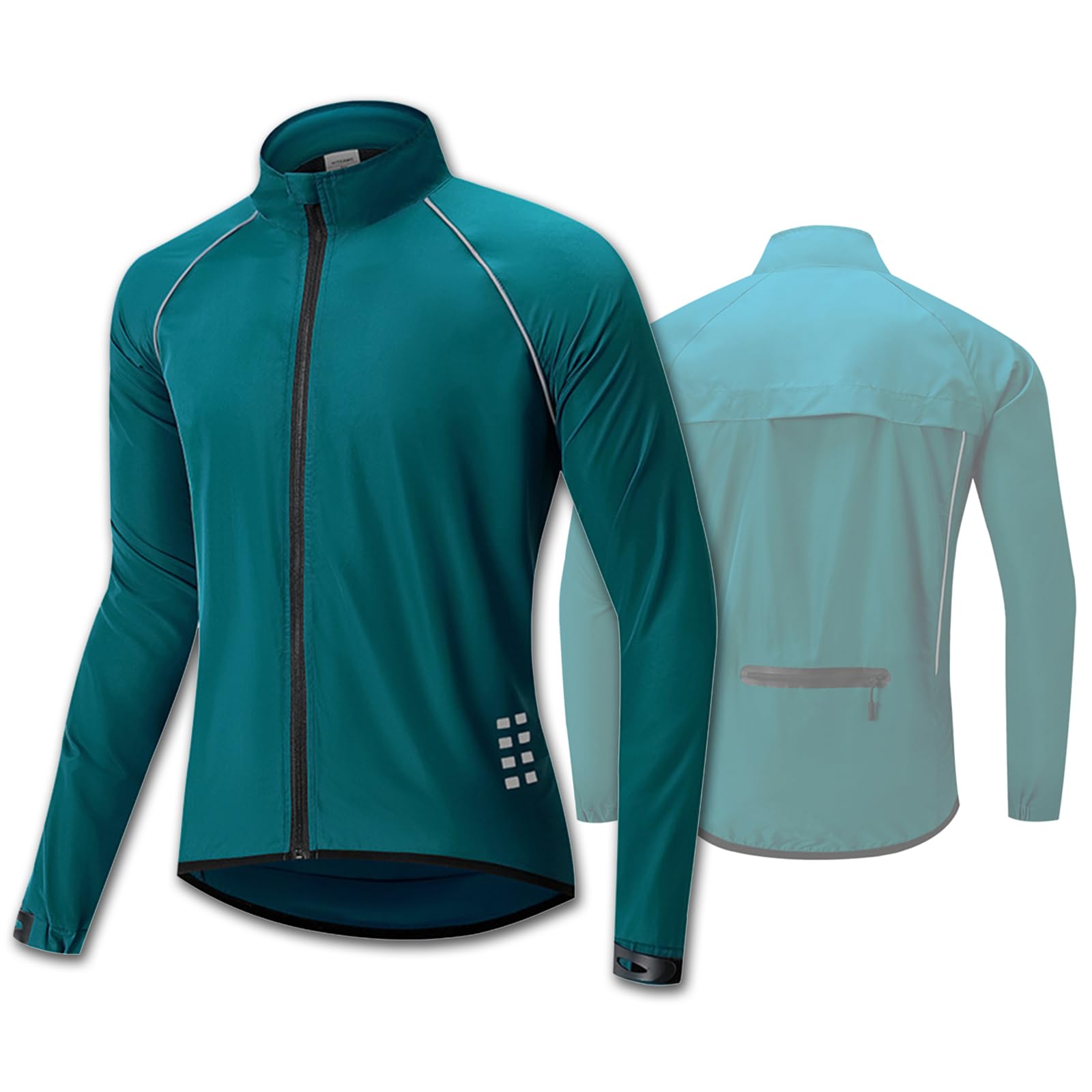 ARMAAN Giacca da Ciclismo Riflettente ad Alta visibilità da Uomo Impermeabile Ultraleggera per MTB Giacca a Vento per Bicicletta Abbigliamento Sportivo da Esterno Antivento a Maniche,Blue-3XL