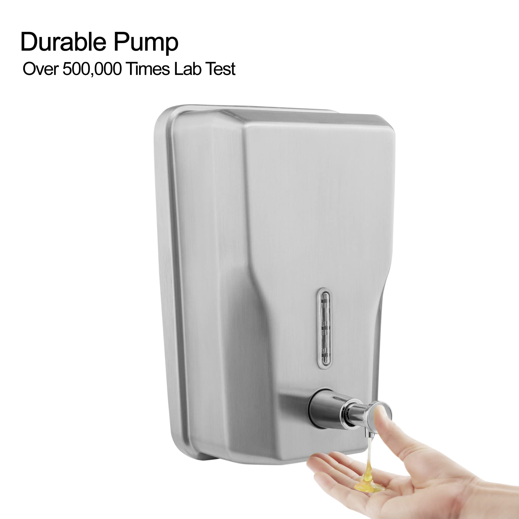Dispenser di sapone liquido da parete in acciaio inox per bagno, 1400 ml, per uso commerciale, da parete, in metallo, ricaricabile, dispenser di sapone liquido per le mani