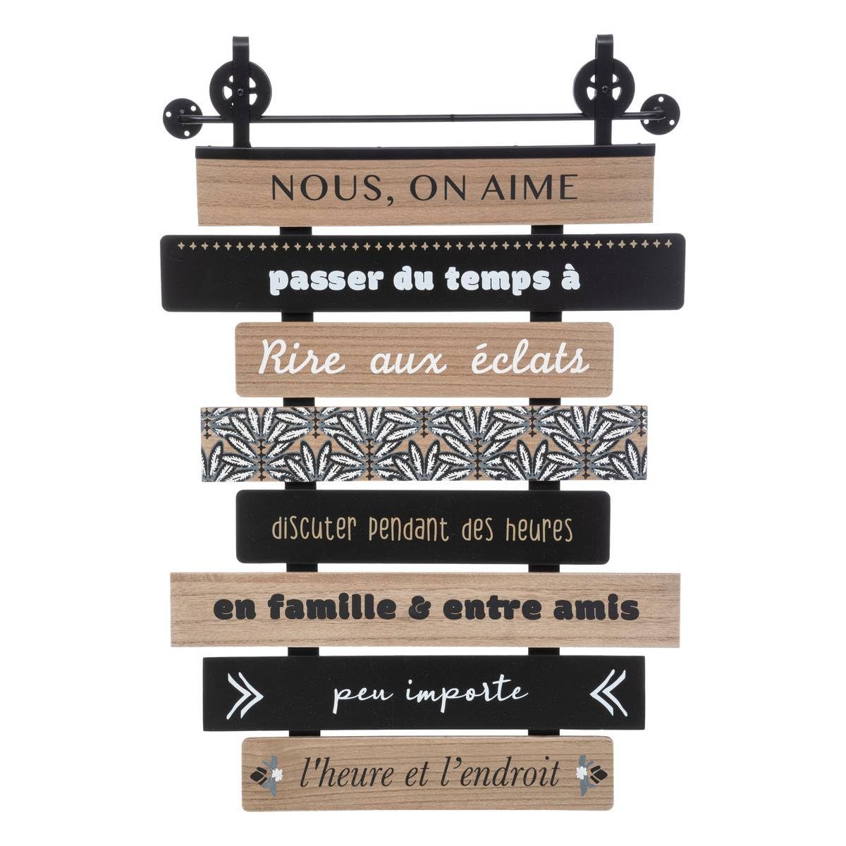 Atmosphera - Décoration Murale Message Jim - 48 x 72 cm - Bois et Métal, Style Rétro Industriel - pour Entrée, Salon, Cuisine