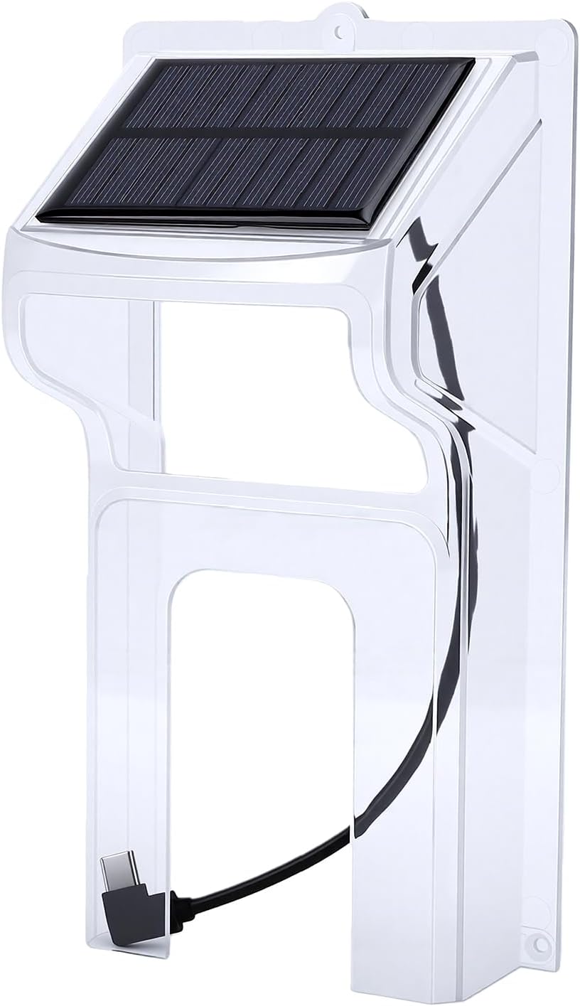Universal Solar Doorbell Cover, Rainproof Protector with Integrated Solar Panel, Continuous Power Supply for All Doorbell, ABS Shell Weatherproof (Transparent)