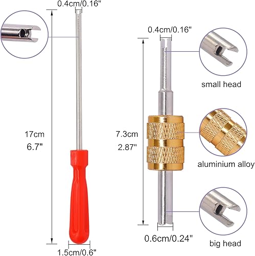 Miniatura 3 de TWTADE Kit de herramientas de extracción de vástago de válvula de neumático, herramienta de extracción de núcleo de válvula de aire acondicionado