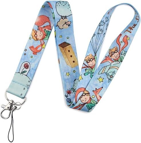 Le Petit Little Prince Novel Fox Plane Moon 17.7" Collar Lanyard Holder ID Badge Mobile Phone Pin Strap, Mezclado