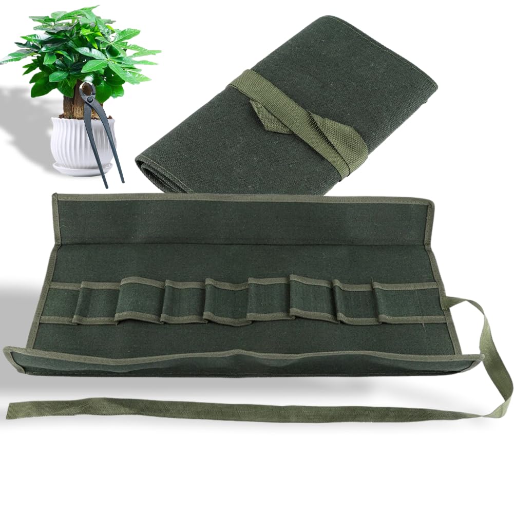 Canva Gardening Roll Bag Portable Multifunctional Storage Package Tool Set Case Rolling Bag Gardening Bonsai Tool Storage Bag