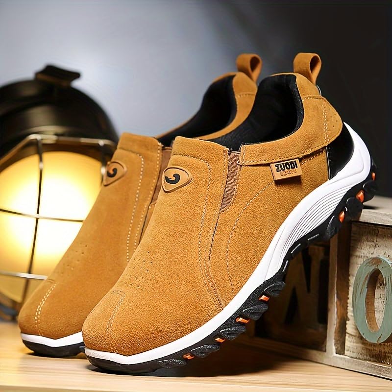 Plus Size Men's Solid Slip On Trekking Shoes, Comfy Non Slip Soft Sole Casual Sneakers for Men's Outdoor Activities4
