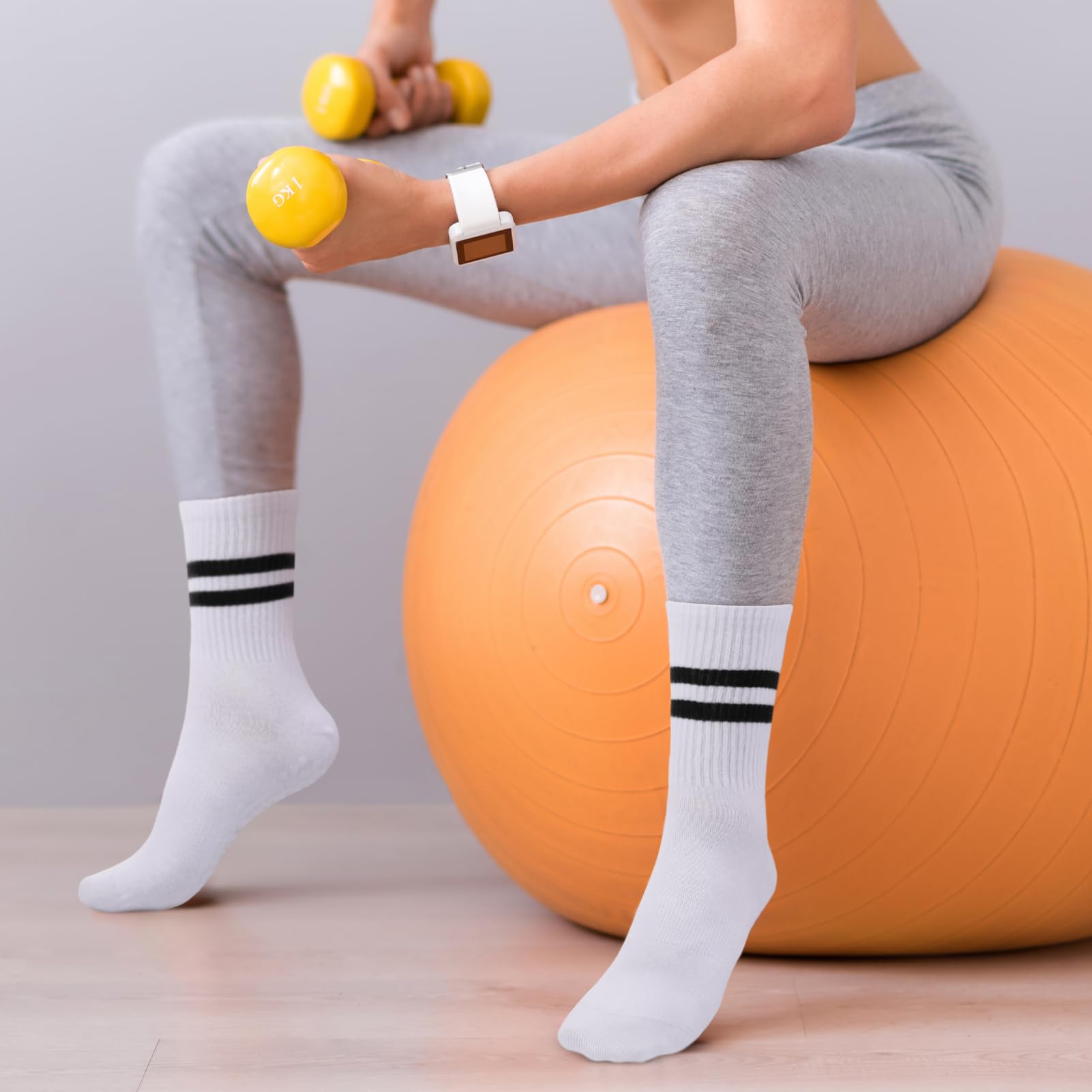 Apricitie 5 Paar Pilates Yoga Socken, Damen Stoppersocken Rutschfeste Socken mit Noppen 38-42, Baumwolle Yoga Grip Antirutschsocken für Ballett Fitness Krankenhaus