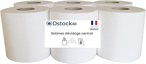 DSTOCK60 - Central feed hand towel rolls – 2 ply paper – 450 sheets 20 x 20 cm – Ø17 cm – Pre-cut mandrel 6.5 cm – Roll height 20 cm (x 1 package = 6 rolls)