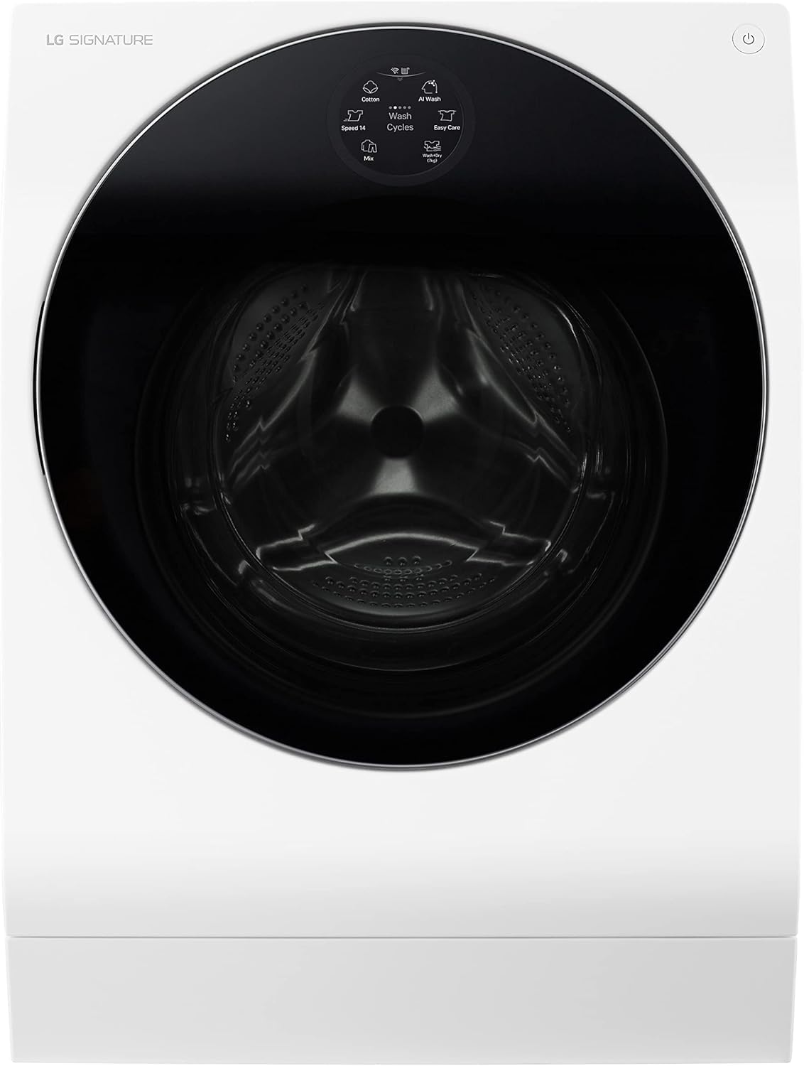 LG SIGNATURE LSWD099X, Klasse A, Waschtrockner 10-7 kg, 1550 U/min, 4-fach Klasse A, AI Direct Drive, Wärmepumpen Waschtrockner, Automatisches Dosiersystem, Steam-Funktion, 60 x 67.5 x 85 cm ꟷ Weiß