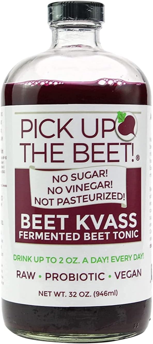 - Pick Up The Beet Organic Beet Juice Kvass with Live Probiotics, Vegan - Natural Nitric Oxide Boost, Fermented Beet Tonic, Sugar Cravings Support, 32 Ounces, 1 Bottle