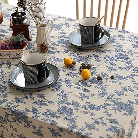 ARTABLE Tablecloth Rectangle Farmhouse Style Table Cover for Kitchen Home Wedding Outdoor Indoor Picnic Decor (Blue Flower, 52 x 70 Inch) Cover