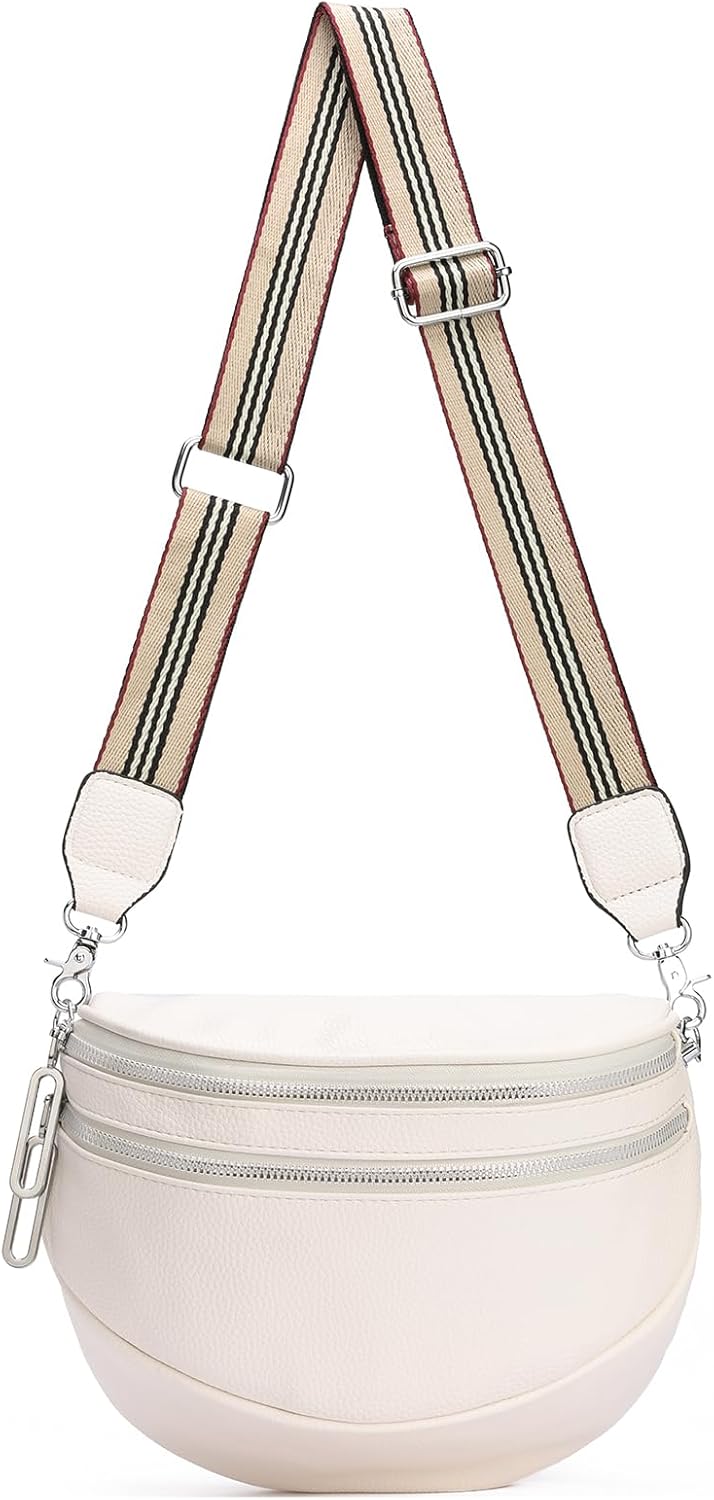 GAEKEAO Crossbody Bags for Women Fashion Sling Purse Fanny Pack Leather Belt Bum Bag Chest Shoulder Bag for Travel Black