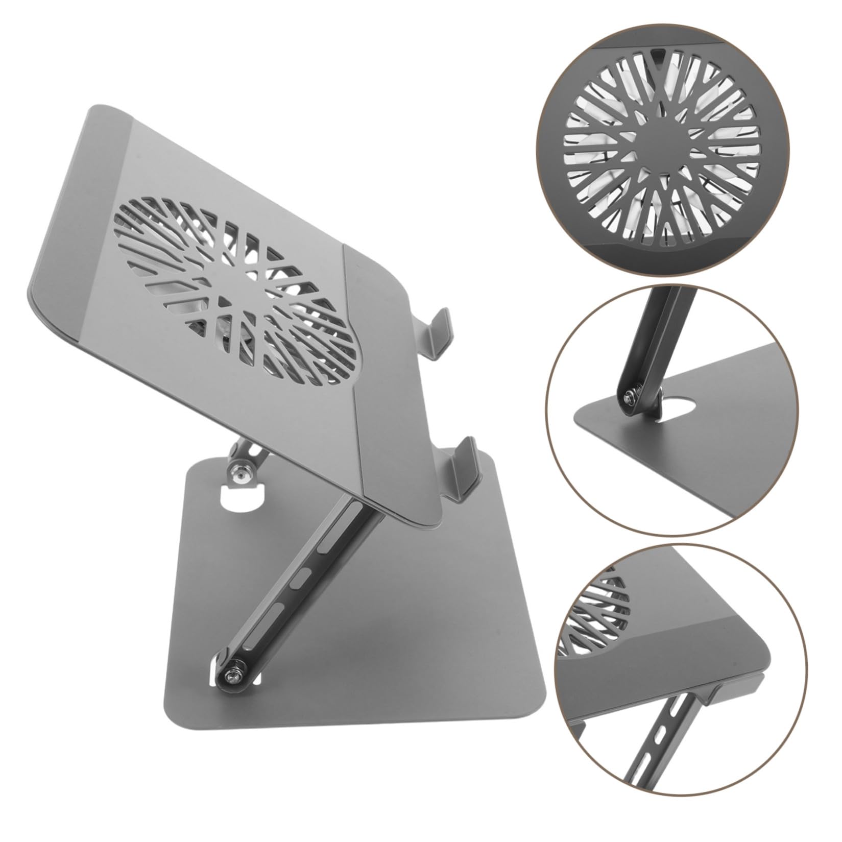 TEHAUX Supporto per Laptop e Tablet con Ventola di Raffreddamento Pieghevole in Acciaio al Carbonio per Ufficio e Scrivania Multidevice Ergonomico