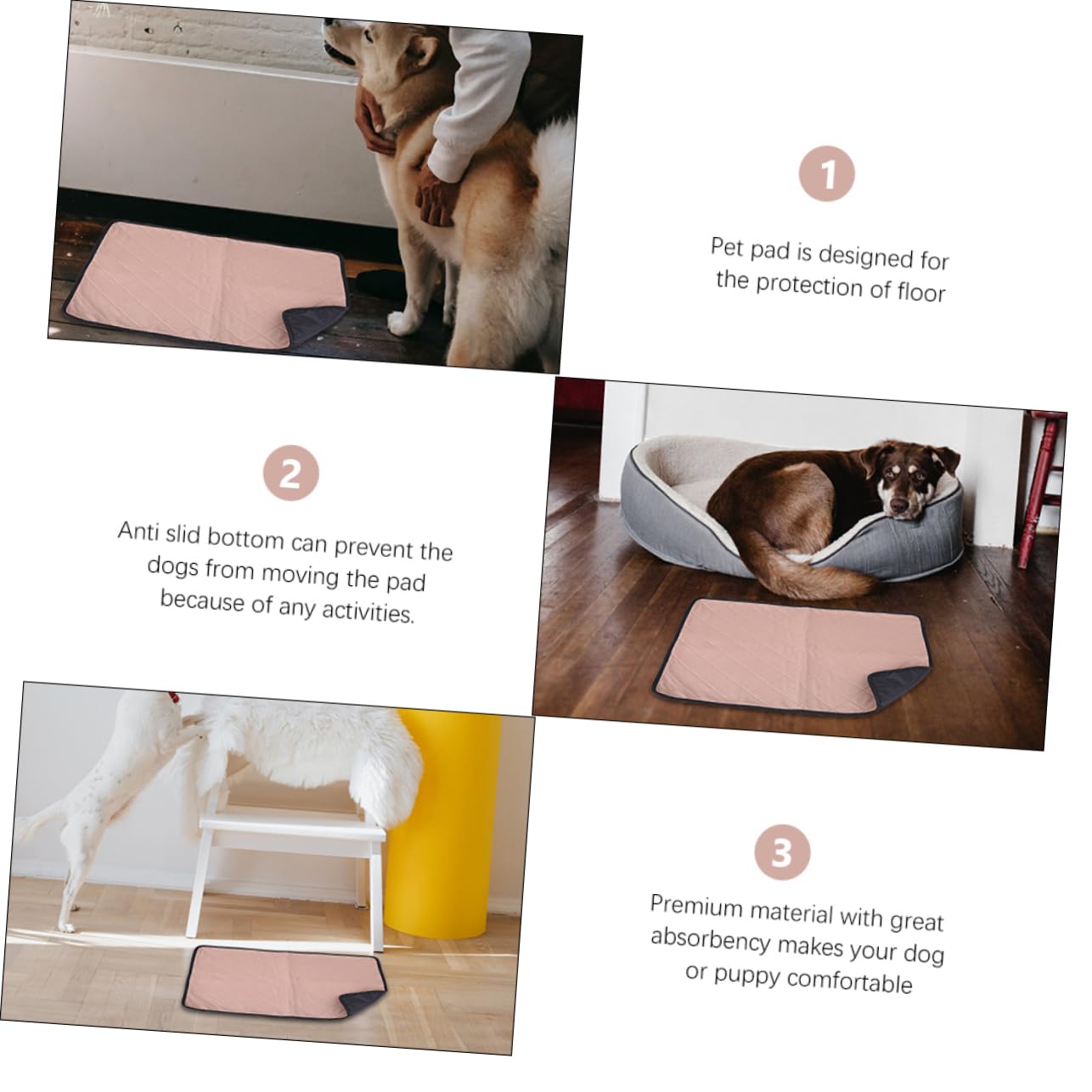 WOONEKY Tapis Absorbant pour Chiens Matelas Lavable Réutilisable pour Entraînement Propreté pour Intérieur Et Extérieur