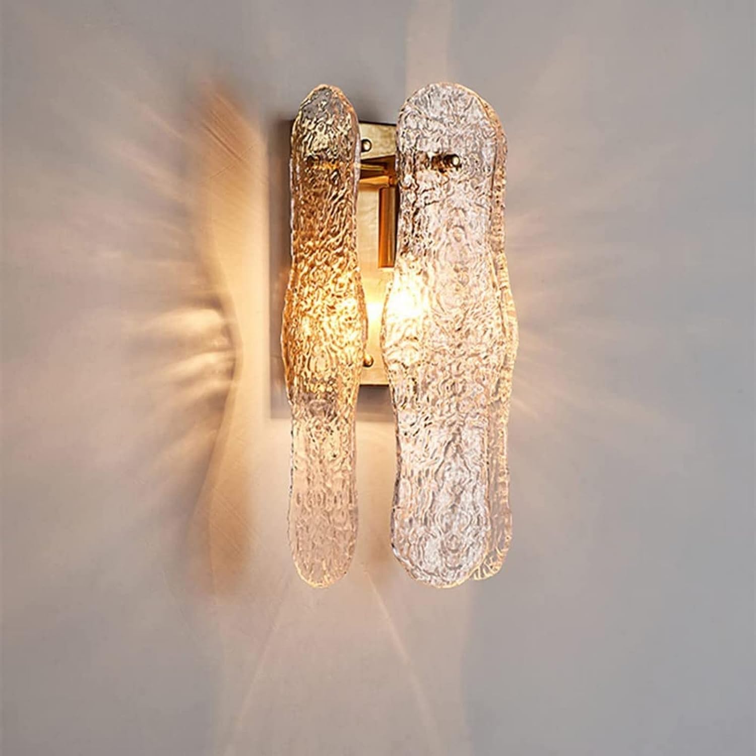 JKJZSALJ Modern Brass Wall Sconce Wall Lights With Hammered Glass Copper Living Room Lamp Fixture,Lighting Wall Sconce
