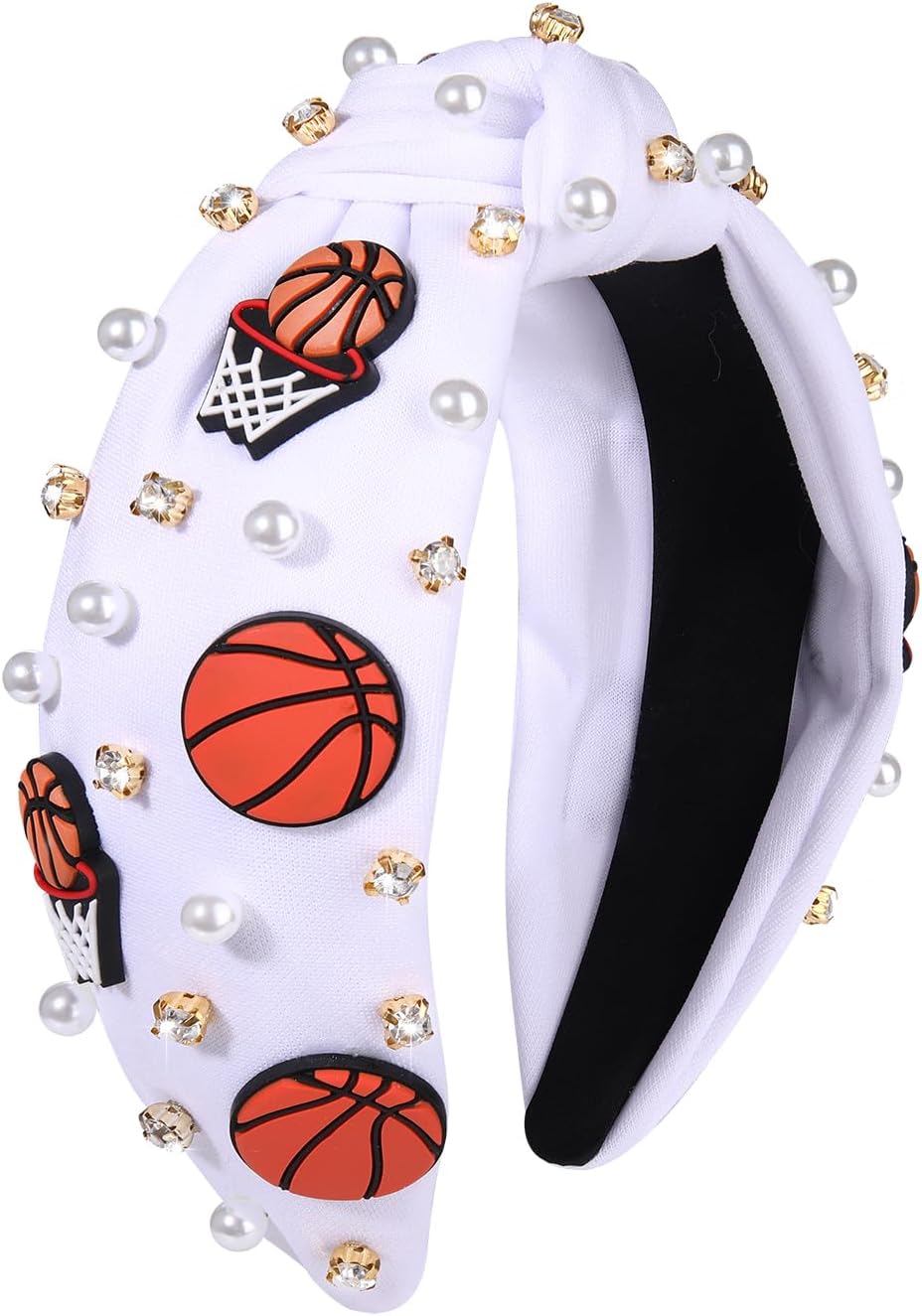 Football Knotted Headband for Women Sports White Pearl