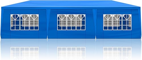 Miniatura 9 de Tienda de campaña para fiestas al aire libre, 10 x 30 pies, carpas blancas para fiestas, toldo resistente, refugio de cenador con 8 paredes