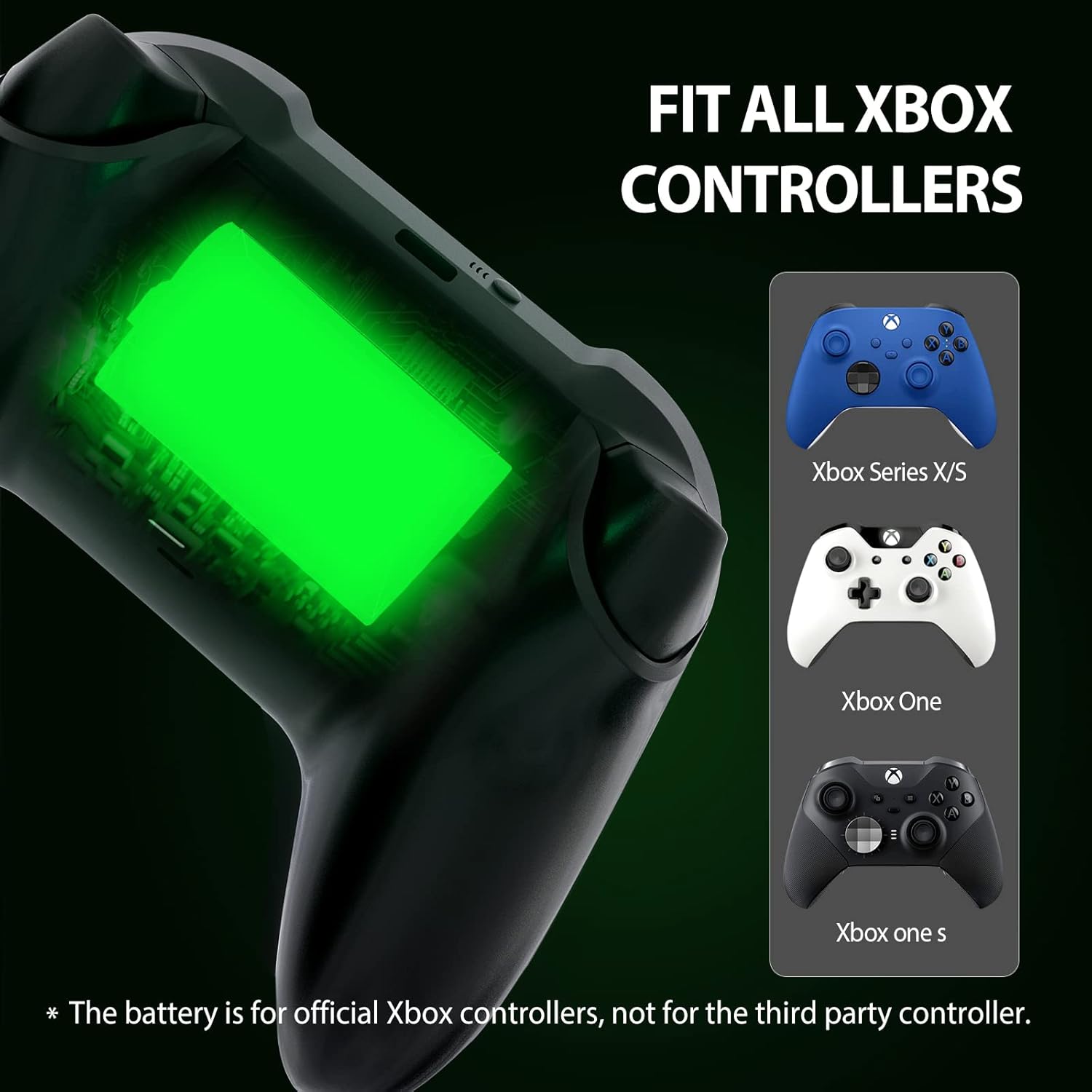 2 Pack Rechargeable Controller Battery Pack for Xbox Series X|S and Xbox One with 10FT USB C Charging Cable and Micro USB Adapter, Play and Charge Kit for All Xbox Wireless Controller, XBOX-SB08
