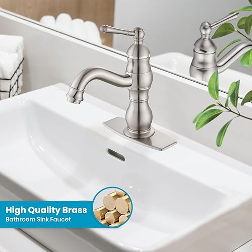 Miniatura 2 de gotonovo Grifo de lavabo de baño con 1 agujero, mango único, grifo de tocador giratorio de 360, grifo mezclador de lavabo a juego con