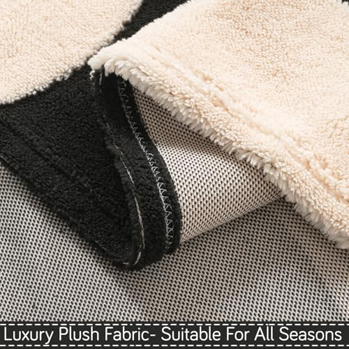 Image of HOKIPO Soft Plush Sofa Throw Cover for 1 Seater Sofa - Luxury All-Season Sofa Cover, 'Noirea Series' Wavy Stripe (180x180 cm) (AR-6651-D3)
