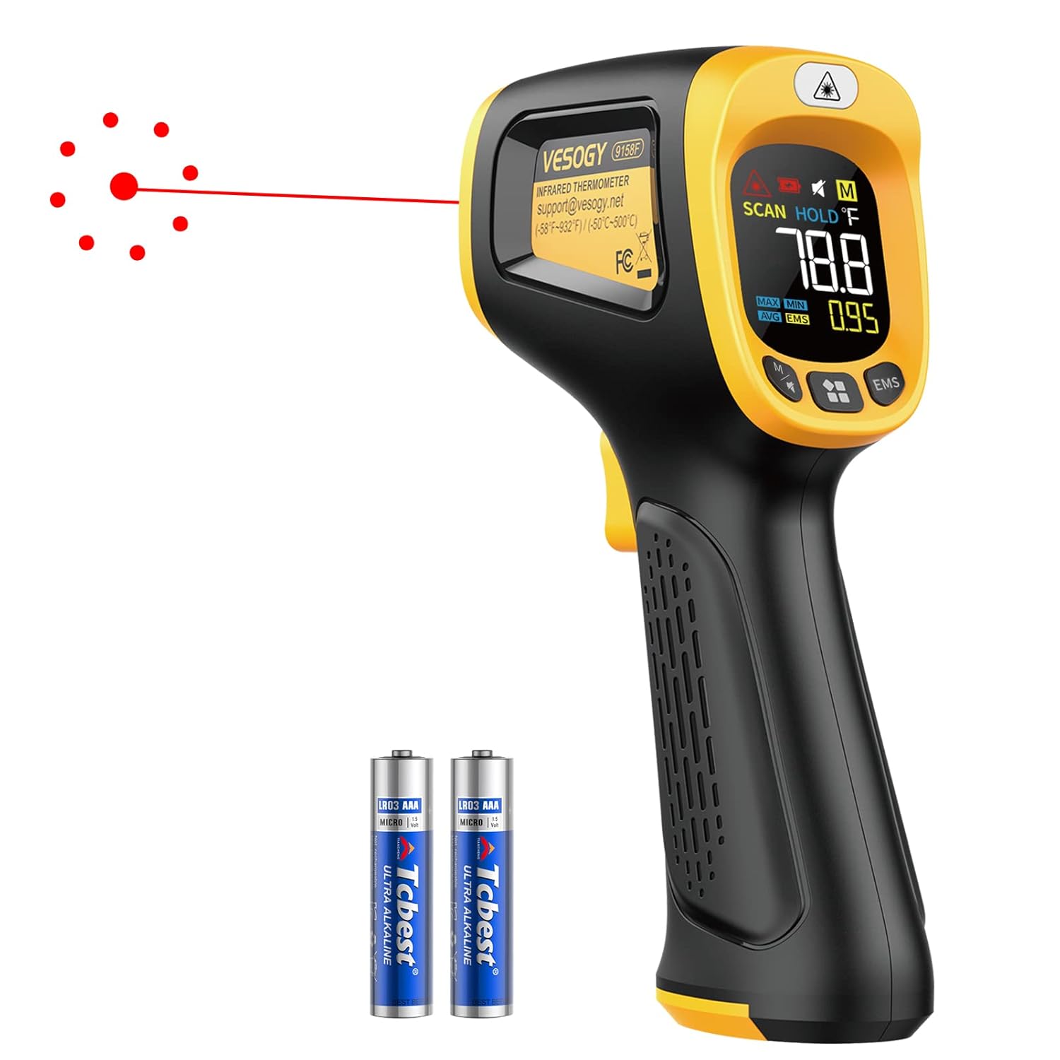 Infrared Thermometer, 58°F 932°F(50°C 500°C) Handheld Digtal