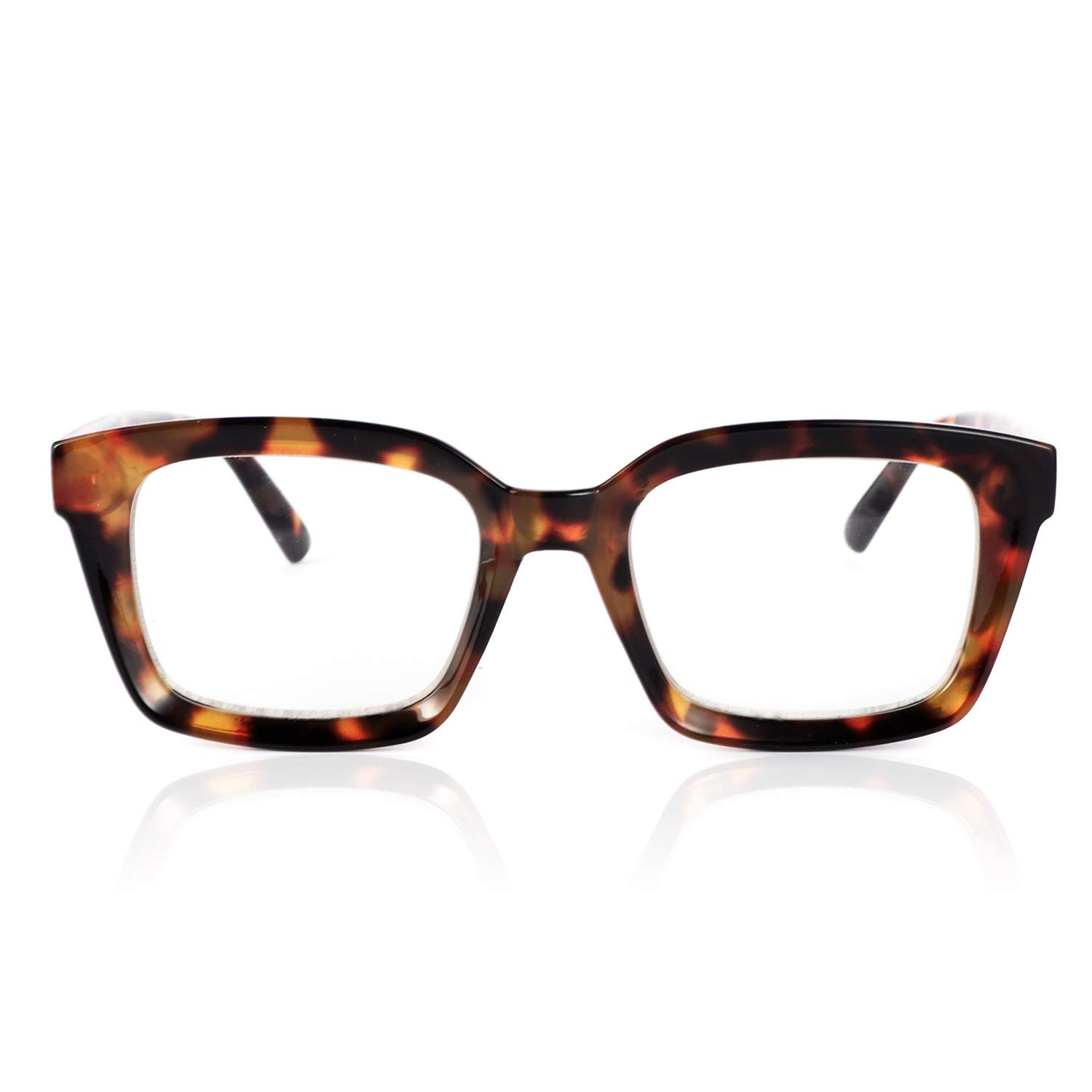 JiSoo Oversized Reading Glasses for Women 1.0, Stylish Designer Readers Large Frame with Spring Hinge? 1.0 Tortoise