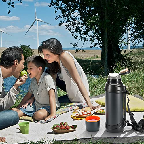 Olerd Large Thermosflask- 85Oz Stainless Steel Insulated Bottle For Travel With Bpa Free Cup - 2.5L Oversized Vacuum Insulated Thermoses With Handle And Strap For Hot & Cold Drinks(Blue) #TOP5