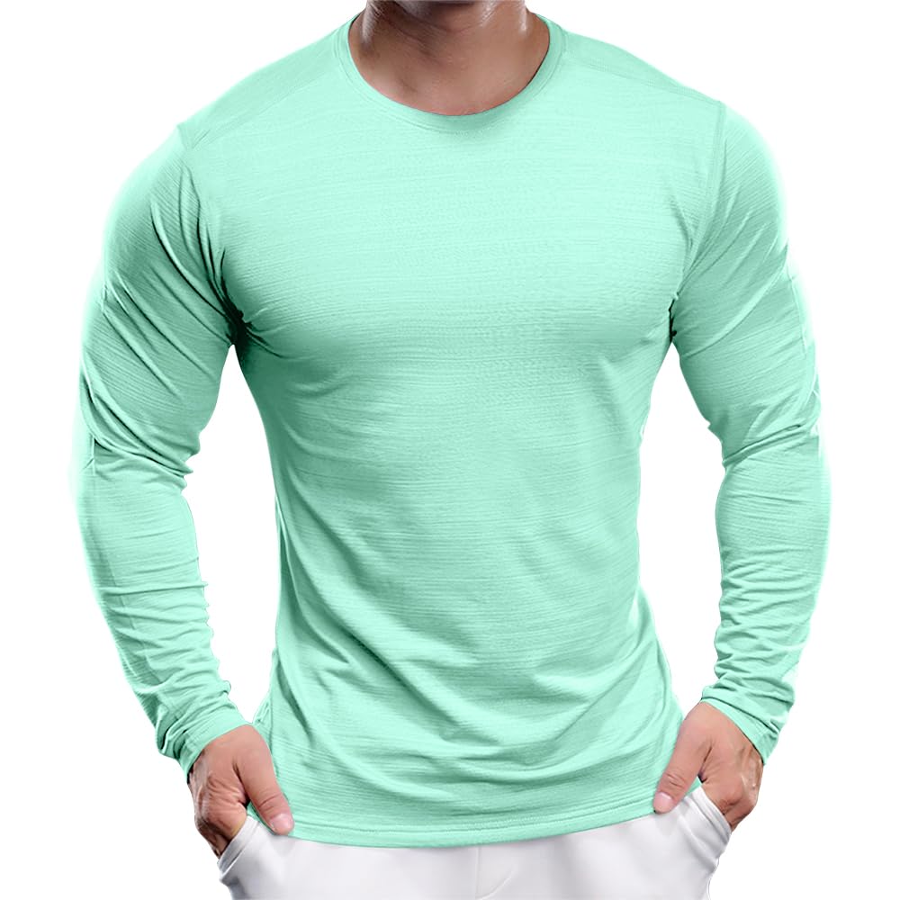 Herren UPF 30+ Performance Langarm T-Shirt Feuchtigkeitstransportierende Shirts