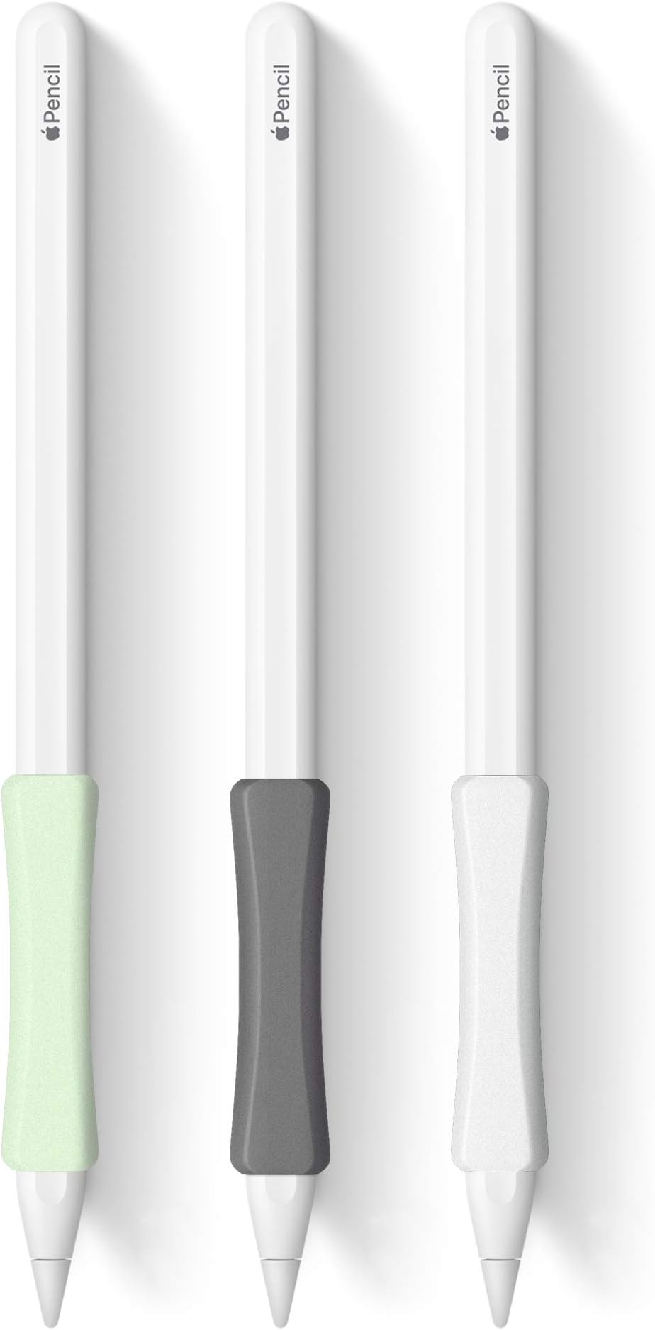 3 Pack iPencil Grips Case Cover Silicone Sleeve Holder Compatible with Apple Pencil (USB-C)&Apple Pencil (2nd Generation),iPad Pro 11 12.9 inch 2018 (White, Grey, Green)
