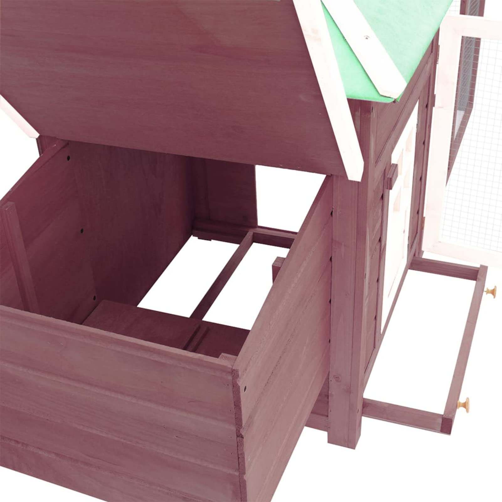 Homgoday Gallinero con caja nido moca de 190 x 72 x 102 cm, madera maciza de firma, gallinero y corral, jaula para gallinas, patos, conejos, perros, jaula de aves de corral