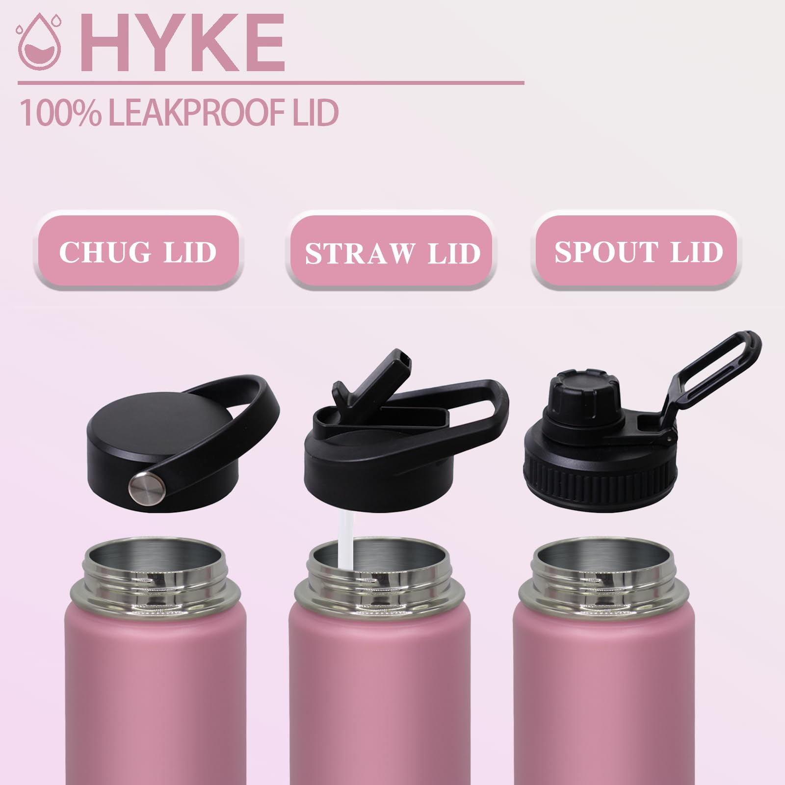 U2PICK Vacuum Insulated Water Bottle 700ml (24OZ) Leakproof Outdoor Mug with 3 Replaceable Cup Lids for Cycling Running, Gym - Image 4