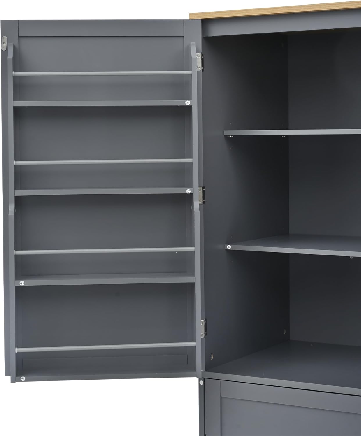 40.2x20x71.3inch High Freestanding Kitchen Pantry Large Cupboard Storage Cabinet with 2 Drawers, 2 Adjustable Shelves, 8 Door Shelves for Kitchen, Dining Room,Gray