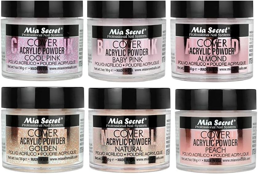 Mia Secret Acrylic Powder COVER (Baby Pink/Cool Pink/Natural/Peach/Almond/Golden) - 1 oz; 6pc