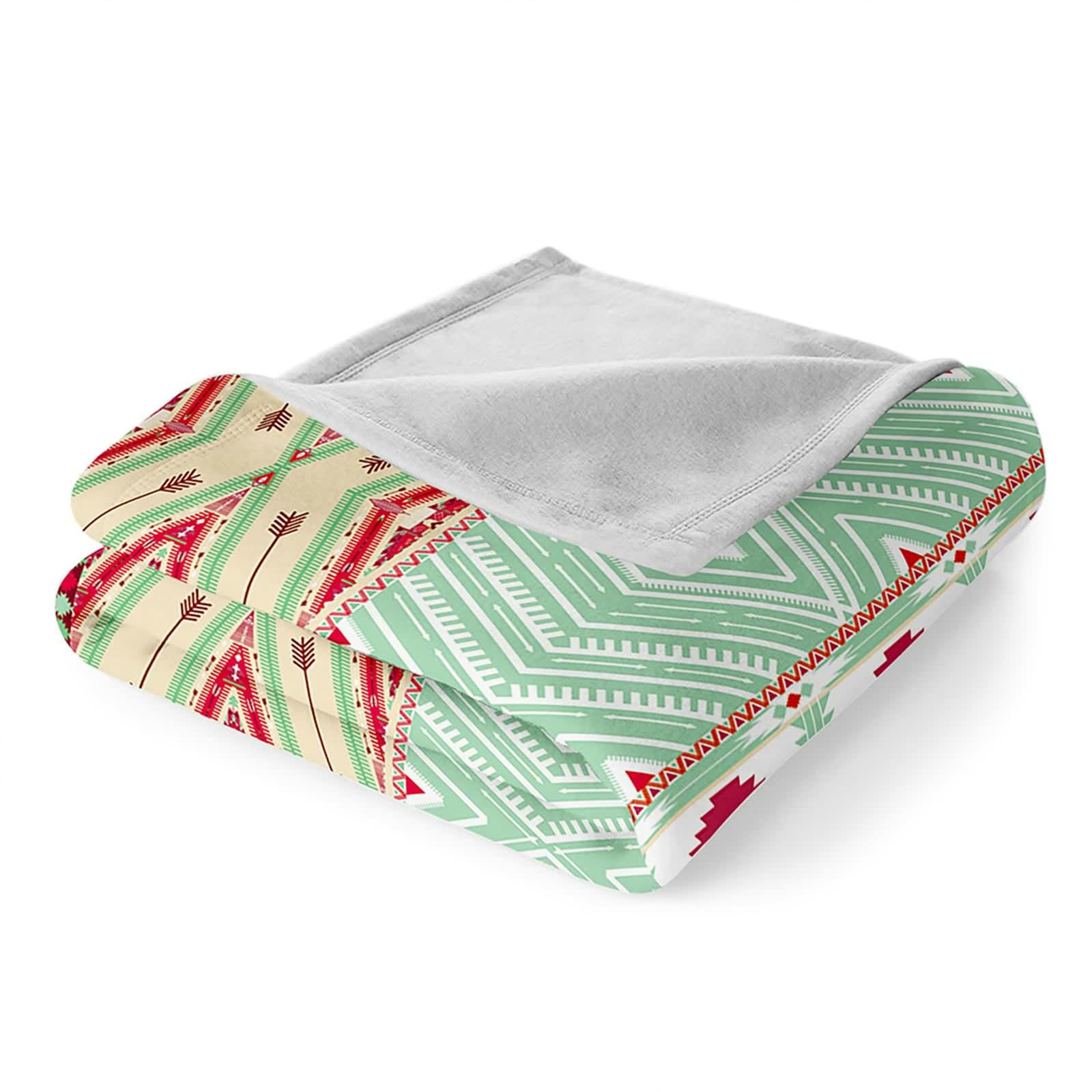 Aeici Koc polarowy, wełniany koc flanelowy 180 x 220 cm wzór w stylu etnicznym koc na sofę do salonu sofa łóżko