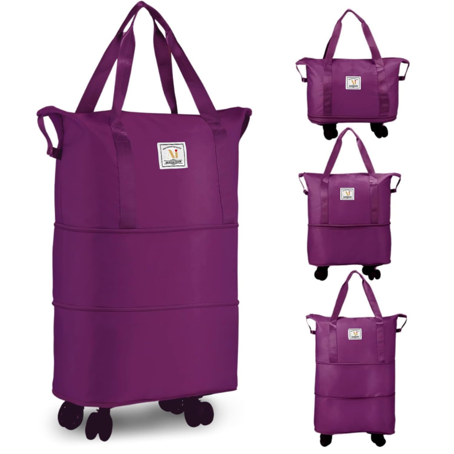 livnexo Rolling Duffle Bag with Wheels, Expandable Foldable Travel Duffle Bag with Telescopic Handle, Portable Wheeled Luggage Bag for Travel, Lightweight Foldable Suitcase Bag for Men & Women (Maroon)-picture-40