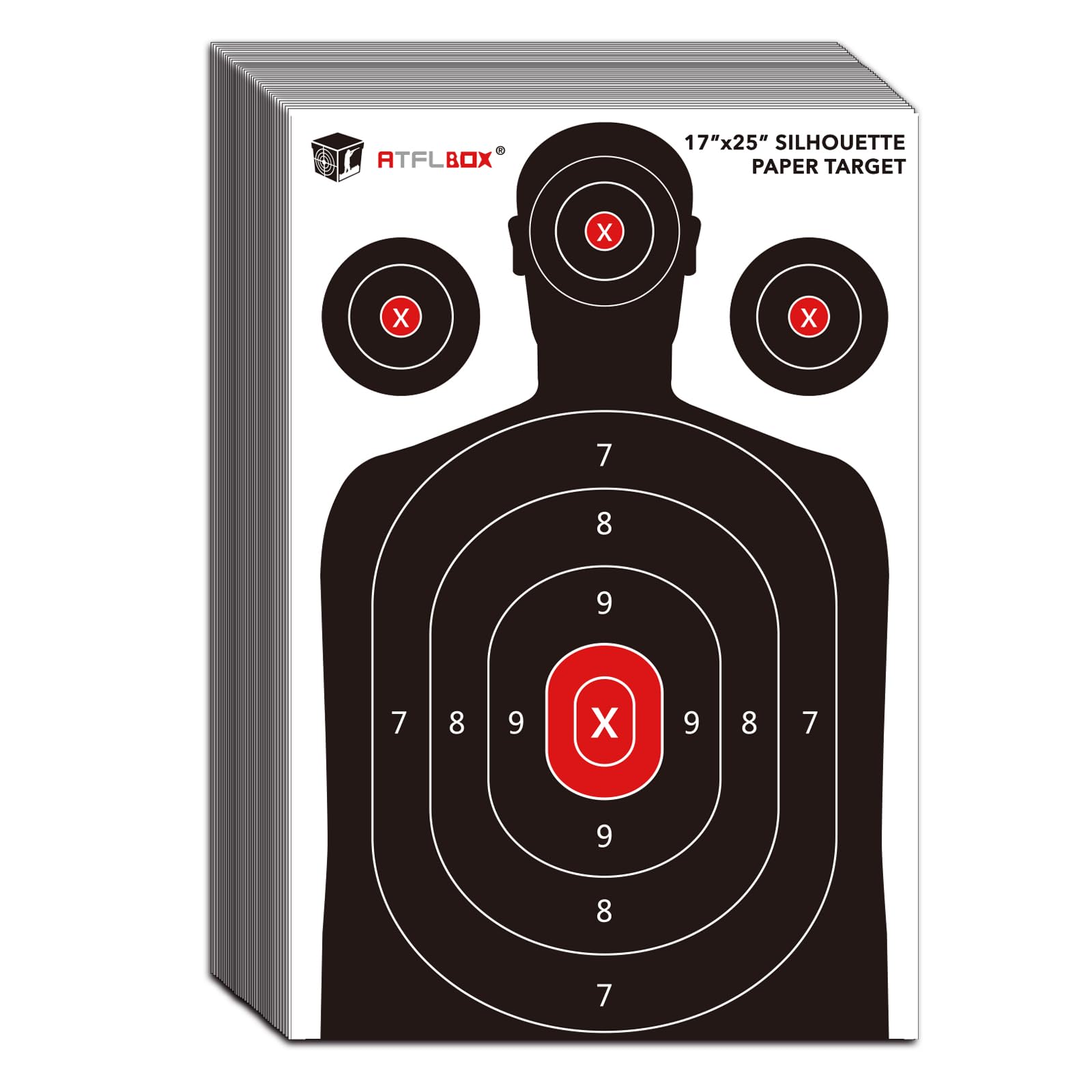 Atflbox Silhouette Paper Target for The Range, 17X25 inch Target Paper for Indoor and Outdoor Use, Suitable for Handguns, Pistols, Rifles, Airguns, Pellet Gun, BB Guns