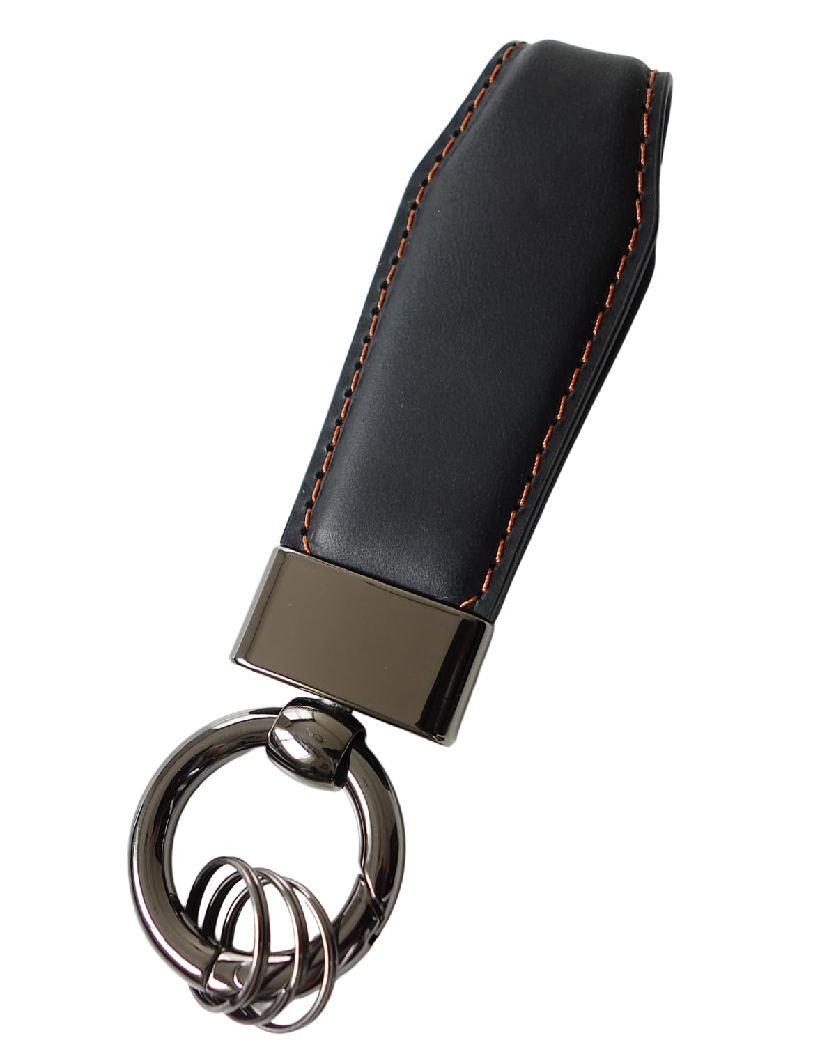 MKMC Key Chain, Key Ring, Leather, Leather, Men's, Women's, Suitable for Car Keys, Smart Key, Home, Bicycle, Motorcycle, Keys Black