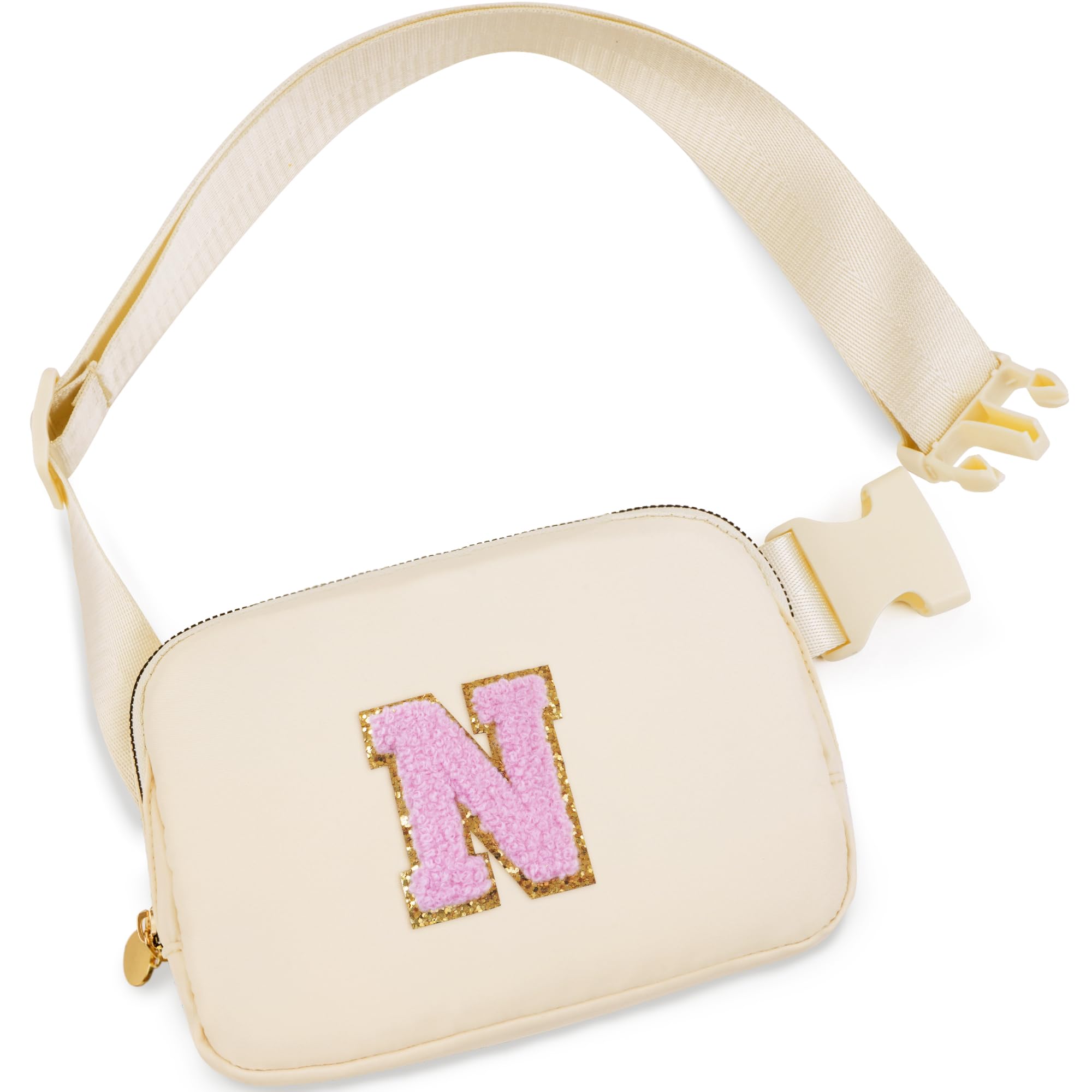 Uygafly Belt Bag Fanny Pack Crossbody Bags with Initials Letter Patch Cute Stuff Birthday Gifts for Teenager Girls Trendy Stuff for Teens | Khaki,N