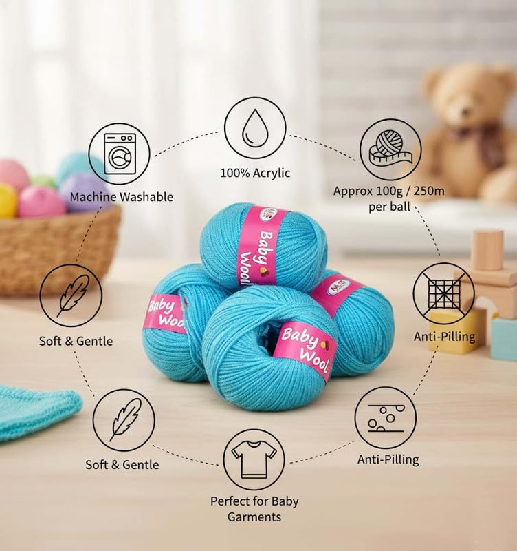 Image of M.G ENTERPRISE 100% Acrylic Wool Red (10 pc) Baby Wool 4 ply Wool Ball Hand Knitting Wool /Art Craft Soft Fingering Crochet Hook Yarn, Needle Knitting Yarn Thread Dye I