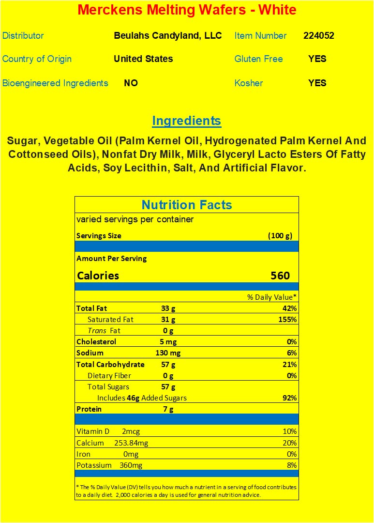 Merckens Coating Melting Wafers Chocolate White 10 pounds